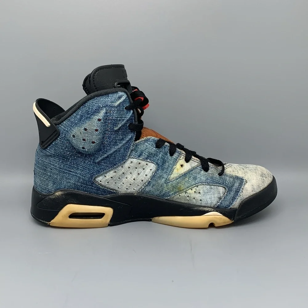 Jordan 6 Retro‎ Washed Denim Basketball Shoes CT5350-401 Men's Sz 9.5
